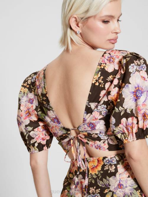 GUESS top corto eco cassandra abullonado floral mujer 0P8X1219 ciaobella vestir