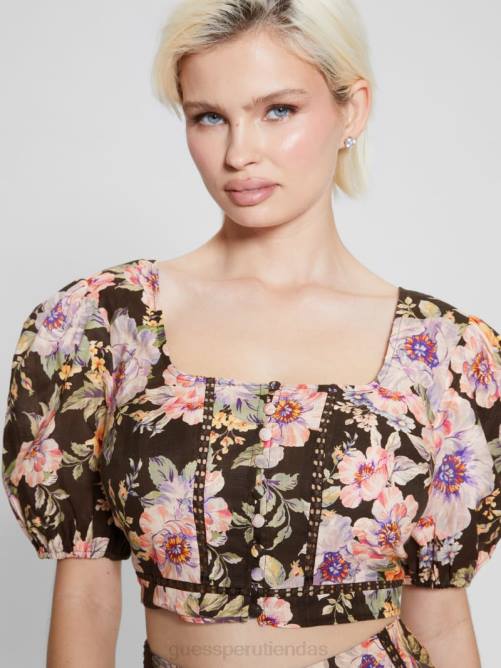 GUESS top corto eco cassandra abullonado floral mujer 0P8X1219 ciaobella vestir