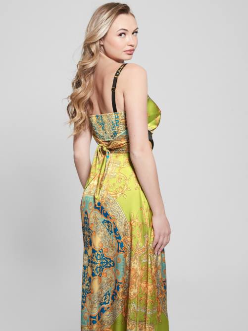 GUESS top corto tipo bufanda de satén bassma mujer 0P8X1089 lima barroca vestir