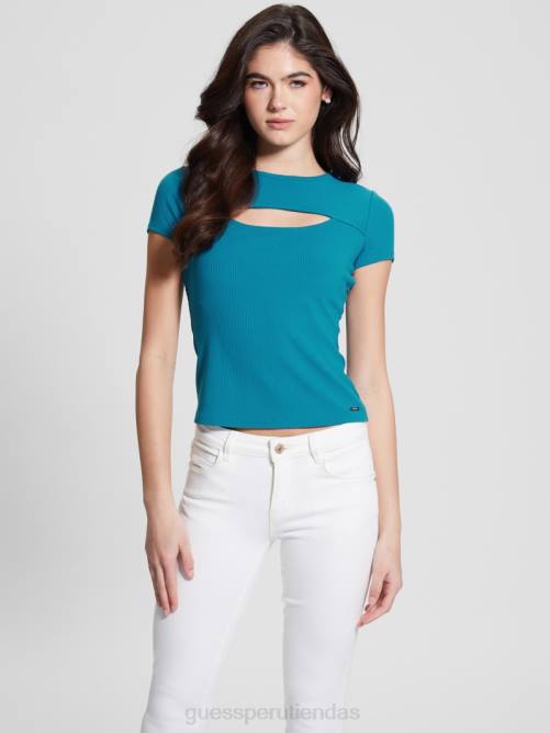 GUESS top de canalé de lana mujer 0P8X1455 puerto deportivo azul vestir