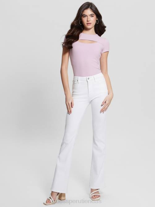 GUESS top de canalé de lana mujer 0P8X1505 lino lila vestir
