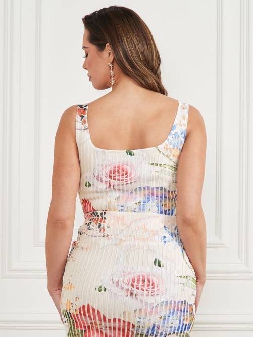 GUESS top de canalé estampado jengibre mujer 0P8X1117 glorioso jardín ao vestir