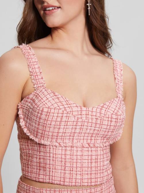 GUESS top de tweed emily mujer 0P8X1461 rubor vintage multicolor vestir