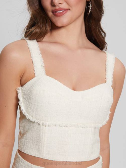 GUESS top de tweed emily mujer 0P8X1539 blanco crema vestir