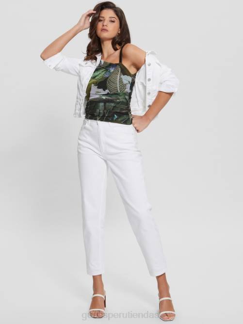 GUESS top dinah eco fruncido asimétrico mujer 0P8X1081 jardín tropical iluminado por la luna vestir