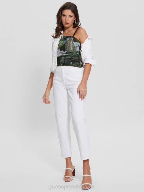 GUESS top dinah eco fruncido asimétrico mujer 0P8X1081 jardín tropical iluminado por la luna vestir