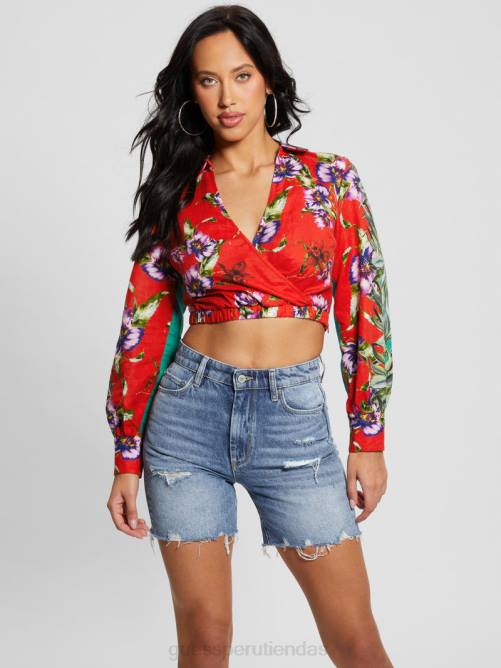 GUESS top eco aiko en mezcla de lino mujer 0P8X979 terraza vestir