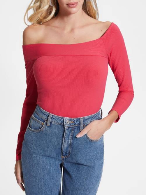GUESS top eco amelia con hombros descubiertos mujer 0P8X1599 jugo de fruta rosa vestir