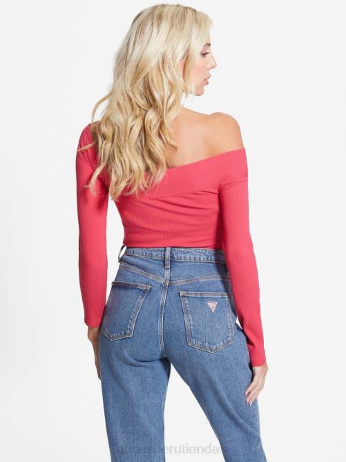 GUESS top eco amelia con hombros descubiertos mujer 0P8X1599 jugo de fruta rosa vestir
