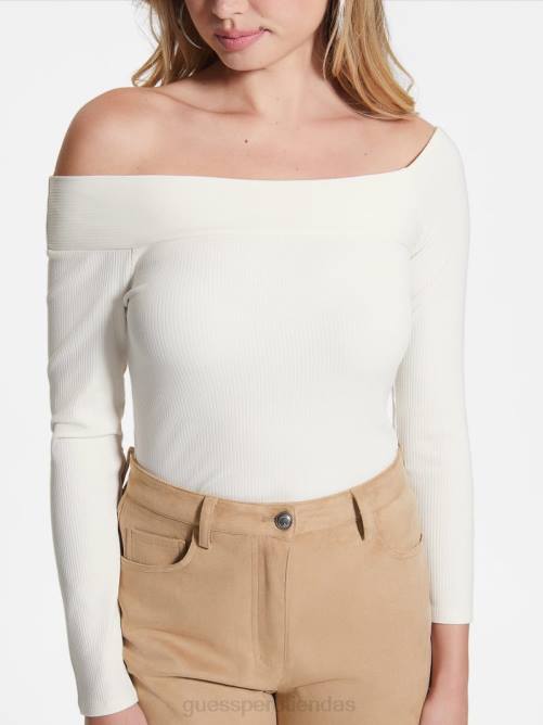 GUESS top eco amelia con hombros descubiertos mujer 0P8X1630 blanco crema vestir