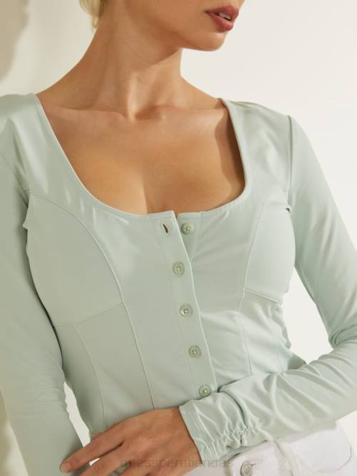 GUESS top eco amori con botones mujer 0P8X1554 palma de aloe vestir