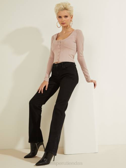 GUESS top eco amori con botones mujer 0P8X1616 elegante color topo vestir