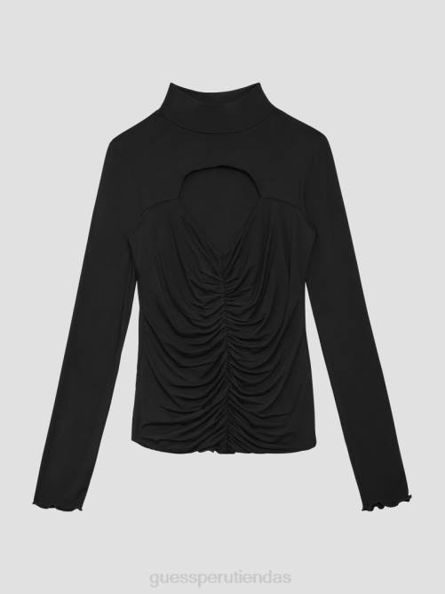 GUESS top eco brienna con aberturas mujer 0P8X965 negro vestir
