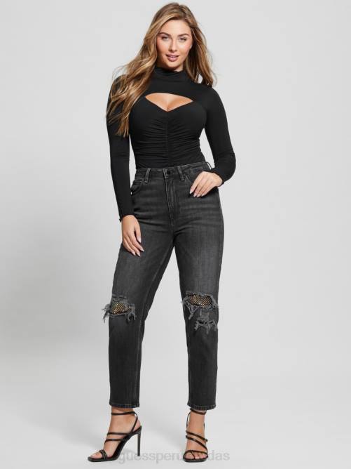 GUESS top eco brienna con aberturas mujer 0P8X965 negro vestir