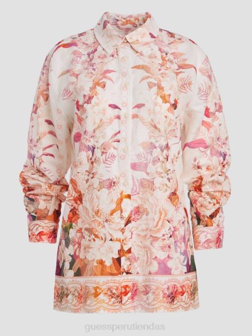 GUESS top eco lino rosa mujer 0P8X1136 romance recuperado vestir