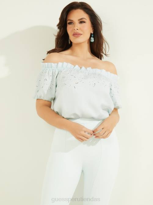 GUESS top eco paraíso bordado mujer 0P8X1534 cielo pacífico vestir