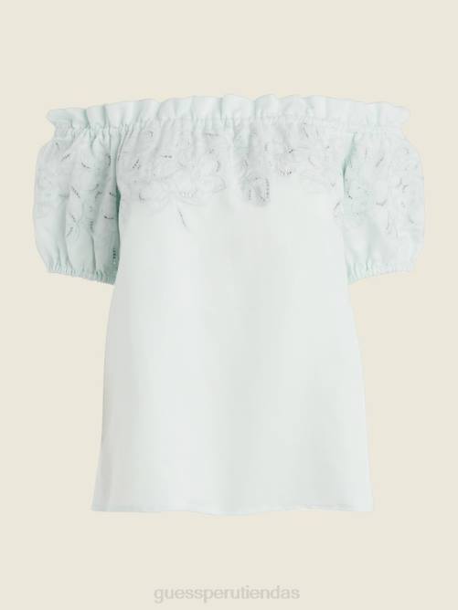 GUESS top eco paraíso bordado mujer 0P8X1534 cielo pacífico vestir