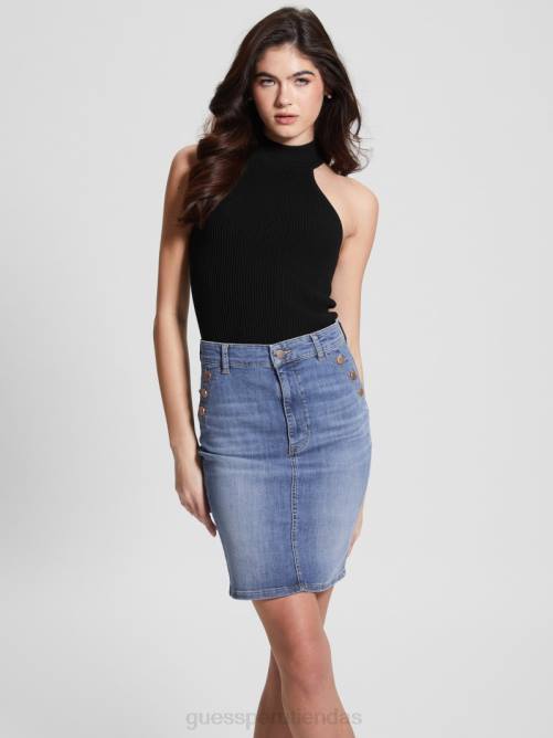 GUESS top eco shayna con cuello alto mujer 0P8X1155 negro vestir