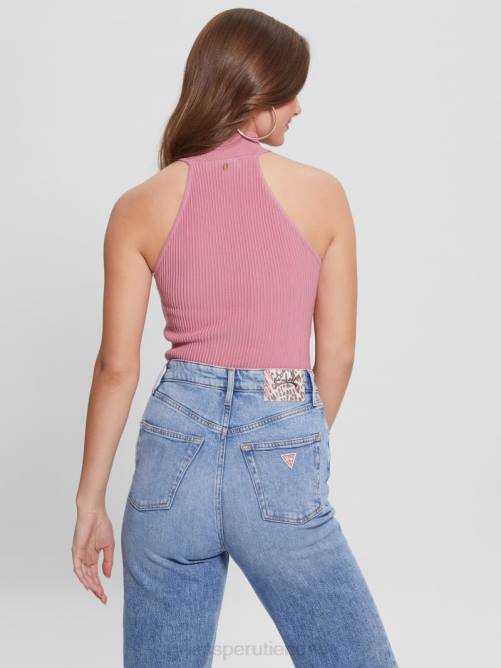 GUESS top eco shayna con cuello alto mujer 0P8X1601 rubor vintage vestir