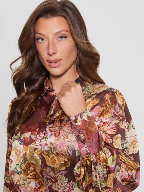 GUESS top ecológico con dije de cuervo mujer 0P8X1471 impresión de tapiz digital ma vestir