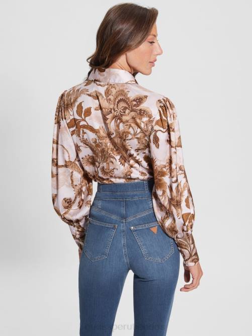 GUESS top ecológico con dije de cuervo mujer 0P8X1471 impresión de tapiz digital ma vestir