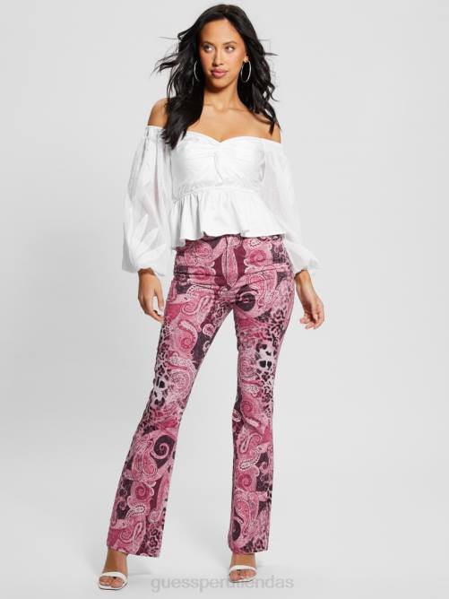 GUESS top emma con hombros descubiertos mujer 0P8X1061 blanco puro vestir