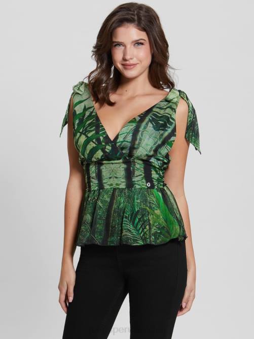 GUESS top fruncido roxan mujer 0P8X1634 selva tropical vestir