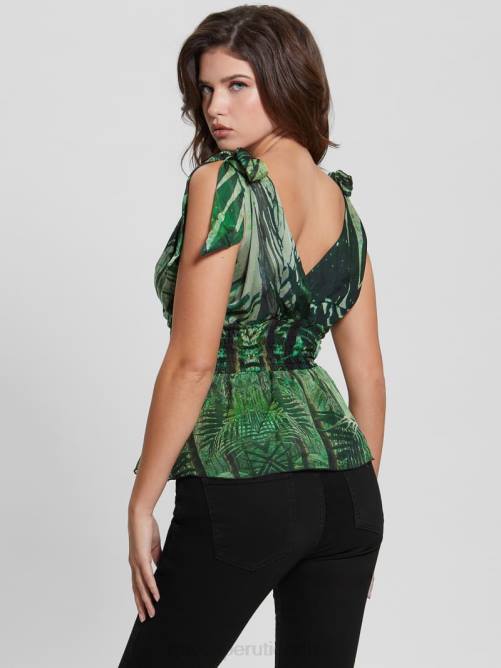 GUESS top fruncido roxan mujer 0P8X1634 selva tropical vestir