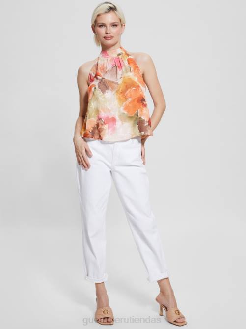 GUESS top halter estampado katia mujer 0P8X952 estampado de flores de acuarela vestir