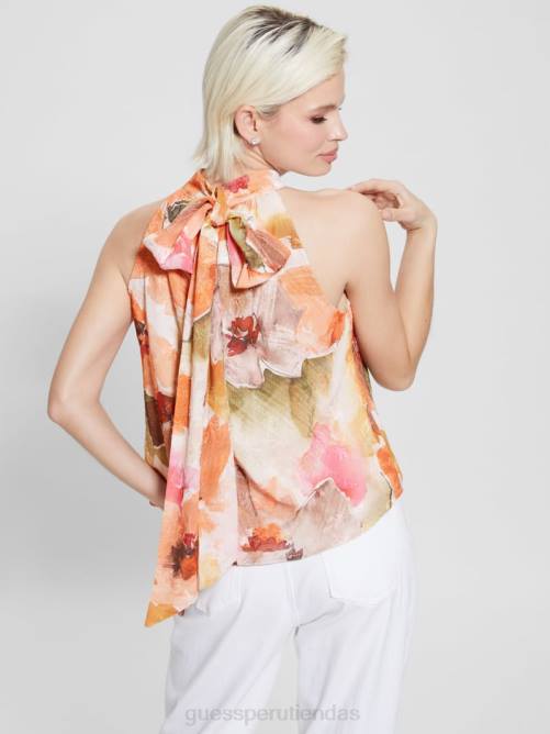 GUESS top halter estampado katia mujer 0P8X952 estampado de flores de acuarela vestir