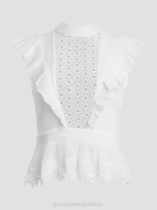GUESS top jamie con cuello alto mujer 0P8X983 blanco puro vestir