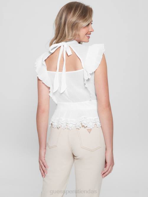 GUESS top jamie con cuello alto mujer 0P8X983 blanco puro vestir