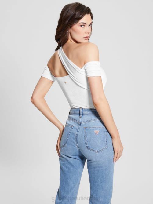 GUESS top malori con tirantes retorcidos mujer 0P8X992 blanco puro vestir