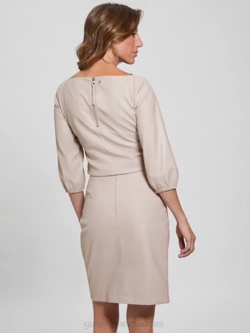 GUESS top margot de piel sintética mujer 0P8X1518 guijarro pálido vestir