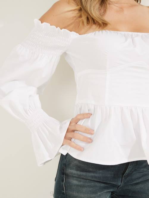GUESS top mattie con hombros descubiertos mujer 0P8X1286 blanco puro vestir