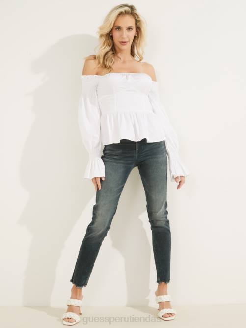 GUESS top mattie con hombros descubiertos mujer 0P8X1286 blanco puro vestir