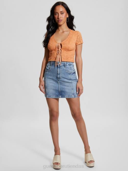 GUESS top nia con cordones mujer 0P8X947 durazno dulce vestir