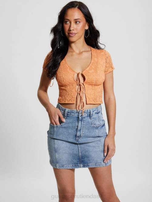 GUESS top nia con cordones mujer 0P8X947 durazno dulce vestir