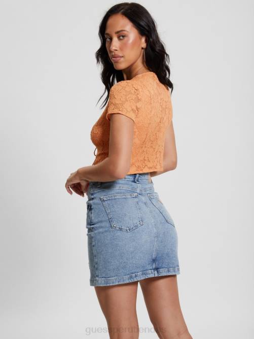 GUESS top nia con cordones mujer 0P8X947 durazno dulce vestir