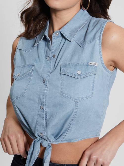 GUESS top occidental clásico mujer 0P8X102 lavado medano vestir