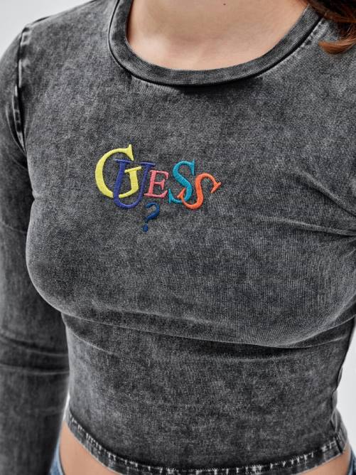 GUESS top originals de manga larga con logo mujer 0P8X1214 negro azabache multicolor vestir