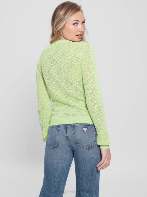 GUESS top paula de manga larga con logo en toda la prenda mujer 0P8X1204 verde melaza vestir