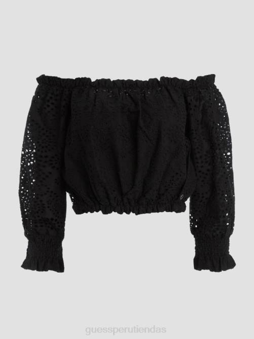 GUESS top rafa con ojales y hombros descubiertos mujer 0P8X1146 negro vestir