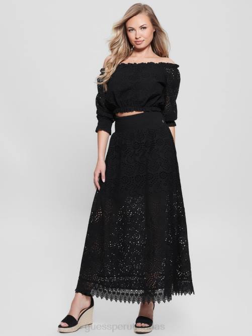 GUESS top rafa con ojales y hombros descubiertos mujer 0P8X1146 negro vestir