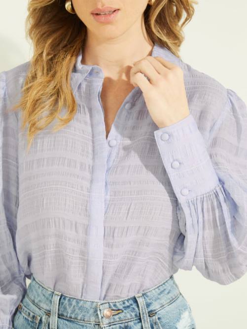 GUESS top rav arrugado mujer 0P8X1591 vía aérea azul multi vestir