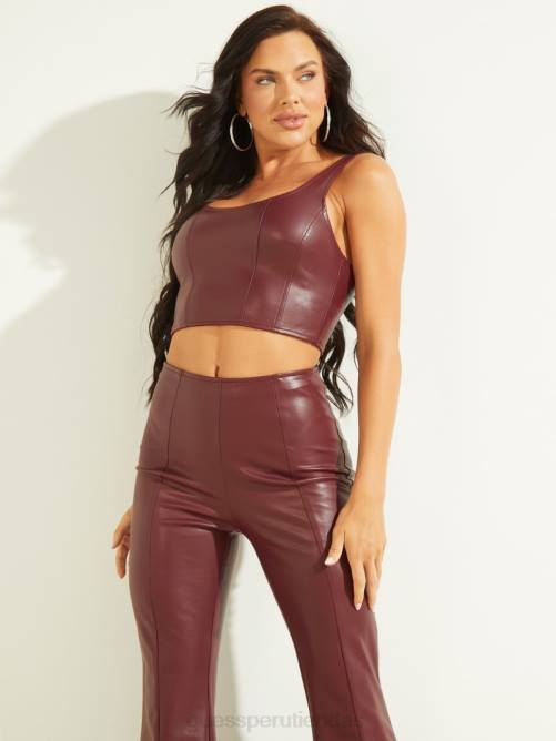 GUESS top sabella de piel sintética mujer 0P8X1409 vino místico vestir