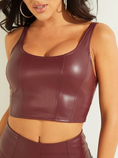 GUESS top sabella de piel sintética mujer 0P8X1409 vino místico vestir