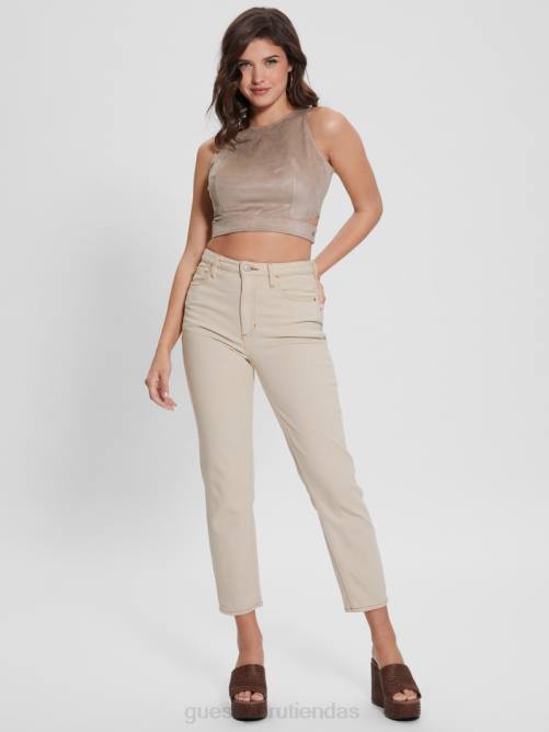 GUESS top sin mangas de gamuza naomi mujer 0P8X937 arcilla de verano vestir