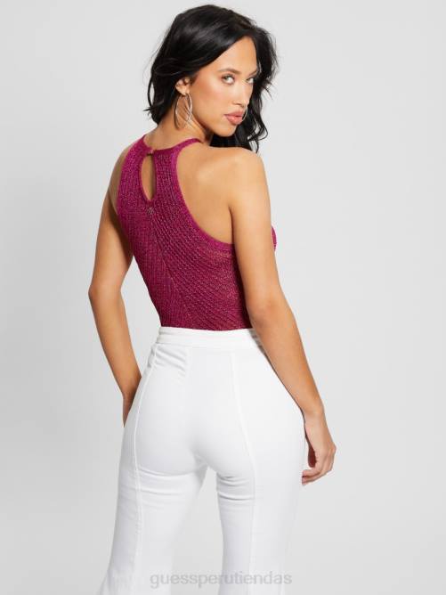 GUESS top sin mangas de lúrex alexie mujer 0P8X1003 plena floración rosa multi vestir