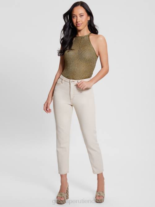 GUESS top sin mangas de lúrex alexie mujer 0P8X944 oro negro múltiple vestir